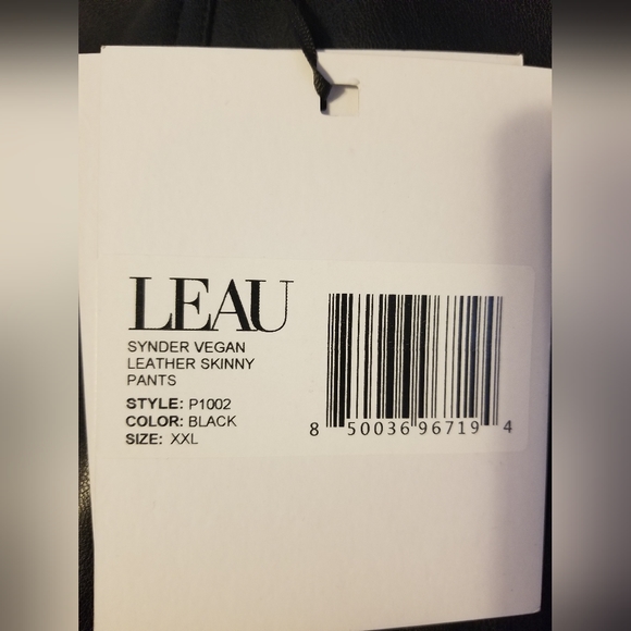 NWT LEAU Synder Vegan Leather Skinny Pants Color Black Size XXL - Picture 10 of 15